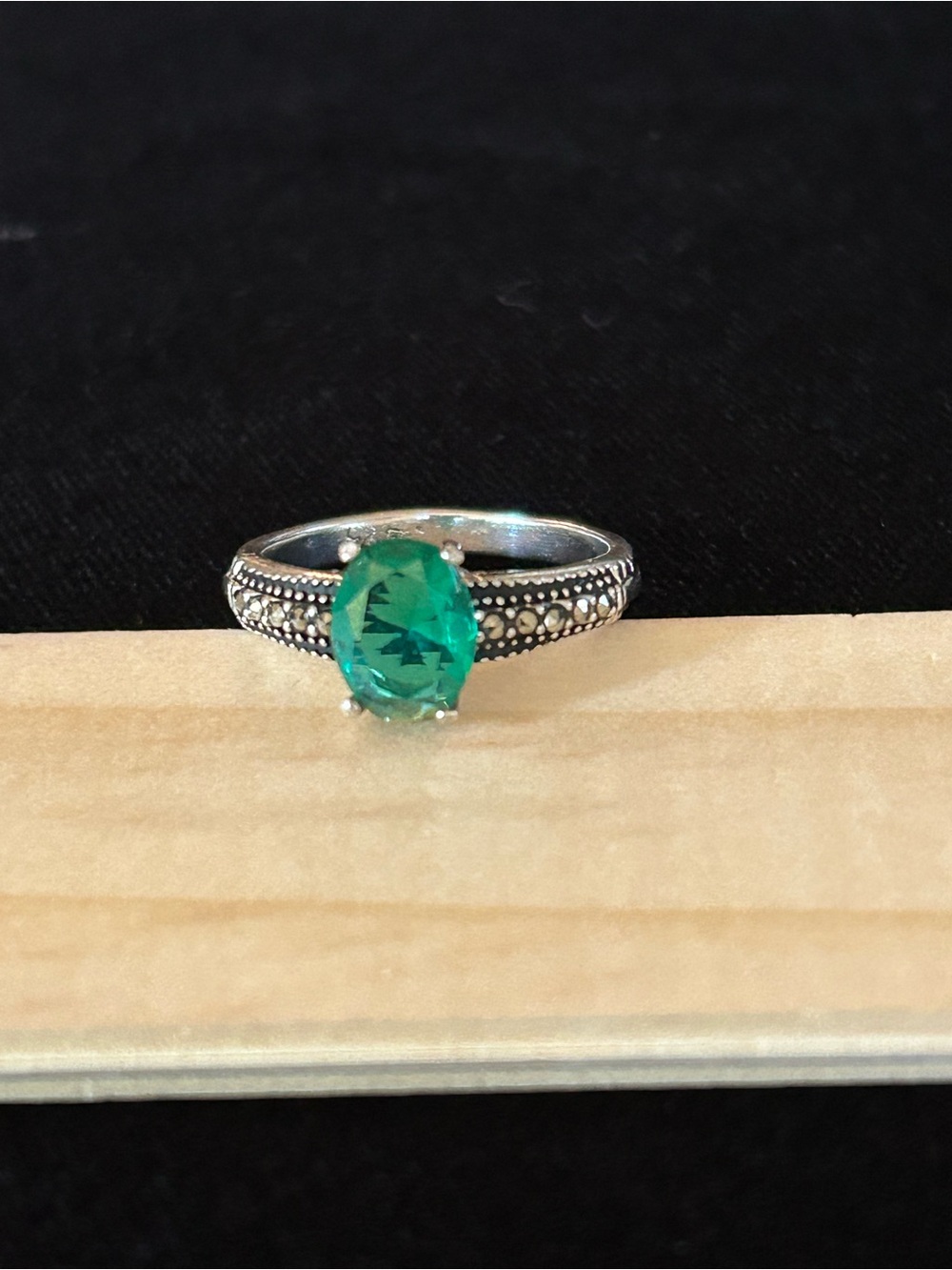Green Oval Gemstone Sterling Silver Style Ring